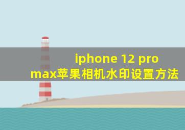 iphone 12 pro max苹果相机水印设置方法